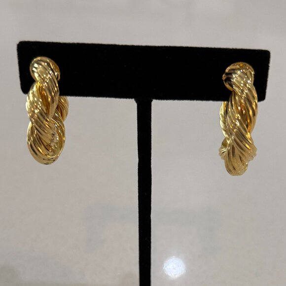 Chunky Gold Tone Earrings - Picture 3 of 6